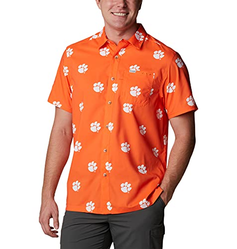 Chemise Columbia Super Slack Tide XL orange scintillant imprimé logo pour homme