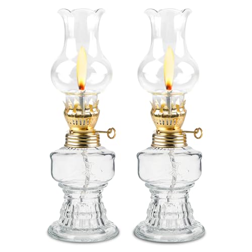 Glas Petroleumlampe für Innenräume,2 Stück Öllampen aus Glas,Vintage Petroliumöllampe,Klassisches Petroleum Lampen mit Verstellbarer Flamme,Retro...