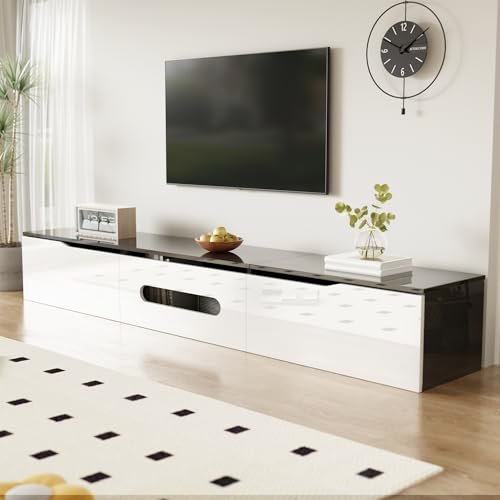 NovaFurnish Mueble de TV blanco y negro