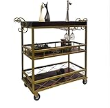 GLETSF Industrieller Vintage-Weinwagen, Rollwagen, Servierwagen mit 3 Ebenen, für Zuhause, Küche, Hotel, Retro-Design, Weinregal, Aufbewahrungswagen, Werkzeugwagen für Gastronomie und Grill,
