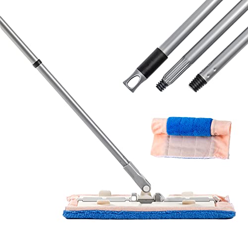 CHOREASY 17 Trapeador de Polvo de Microfibra Profesional con Mango de Acero Inoxidable 51, + 1 Almohadilla de Repuesto para Cabezal de fregona Plana Lavable a máquina, Azul Cover