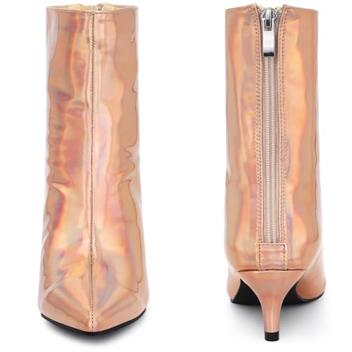 Perphy Metallic Kitten Low Heels Booties Pointed Toe Ankle Boots for Women4