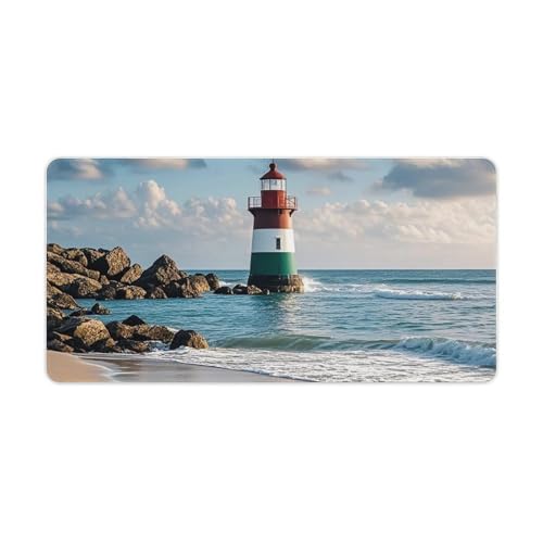 Alfombrilla de mouse RLDOBOFE Sea Lighthouse Sandbeach L