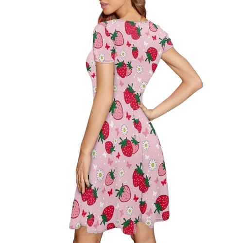 Image of Biyejit Women's Summer Casual Short Sleeve T-Shirt Swing Dress Crew Neck Plus Size S-4XL