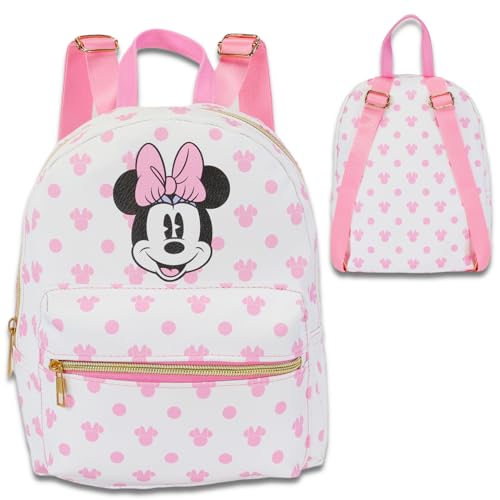 Minnie Mouse Mini Backpack for Girls - 10” Faux Leather Minnie Mouse Backpack with Front Pocket Plus Bottle | Minnie Mouse Backpack Bundle3