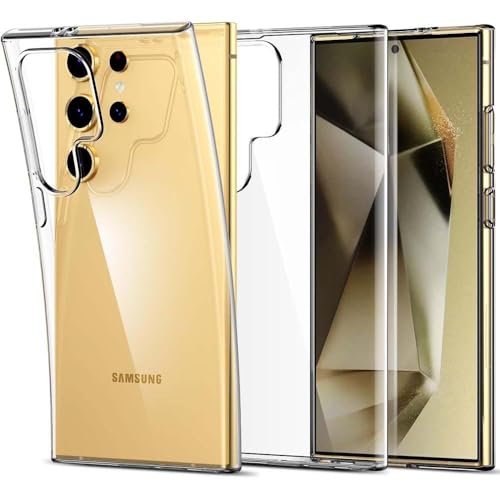 Image of Amazon Brand - Solimo Mobile Cover for Samsung Galaxy S24 Ultra 5G (Soft & Shockproof Back Case with inbuilt Cushioned Edges), Transparent