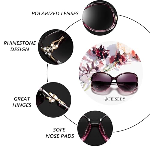 Image of IFLASH Women Oversized Polarized Sunglasses Ladies Large Shades Classic Fox Sunglasses