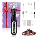 Professional Electric Nail Drill Kit, Cordless Manicure Pedicure Tools for Feet, 360° LED Light&10 Speeds Rechargeable Nail Grinder File Set for Gel Thick Toenail Cuticle Hand Foot Care (Black)