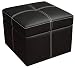 DHP Delaney Small Square Ottoman with Storage, Rich Faux Leather, Black