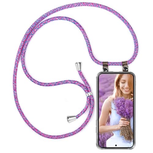 Chaîne de téléphone pour Samsung Galaxy S25 FE en tissu violet et rose