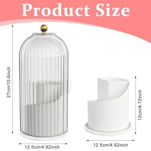 Image of MAYCREATE Makeup Brush Holder Organizer with Lid, 360 Rotatable Makeup Brushes Storage Case, Dustproof Clear 3-Grid Cosmetic Organizer Stand for Vanity Desktop Bathroom