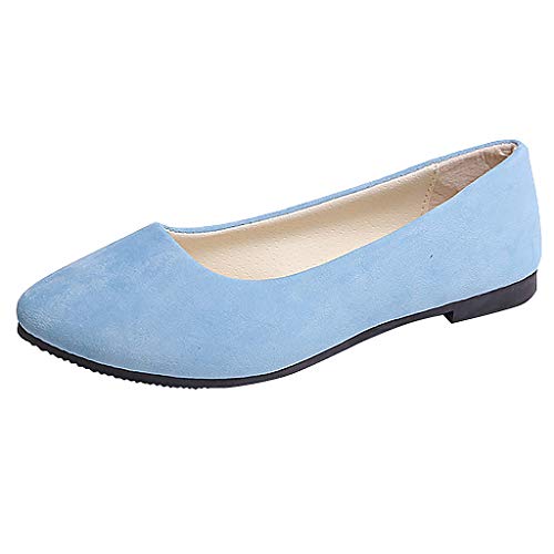 CsgrFagr Women Girls Solid Big Size Slip On Flat Shallow Comfort Casual Single Shoes Men Wide Shoes Casual (Light Blue, 9.5-10)