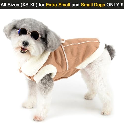 Zunea Hunde-Wintermäntel für kleine Hunde und Katzen, Schurwoll-Fleece-Hundejacke mit D-Ring, süße Welpenkleidung mit Schleife, weiche warme Fleece-Weste, winddichte Kleidung für kaltes Wetter