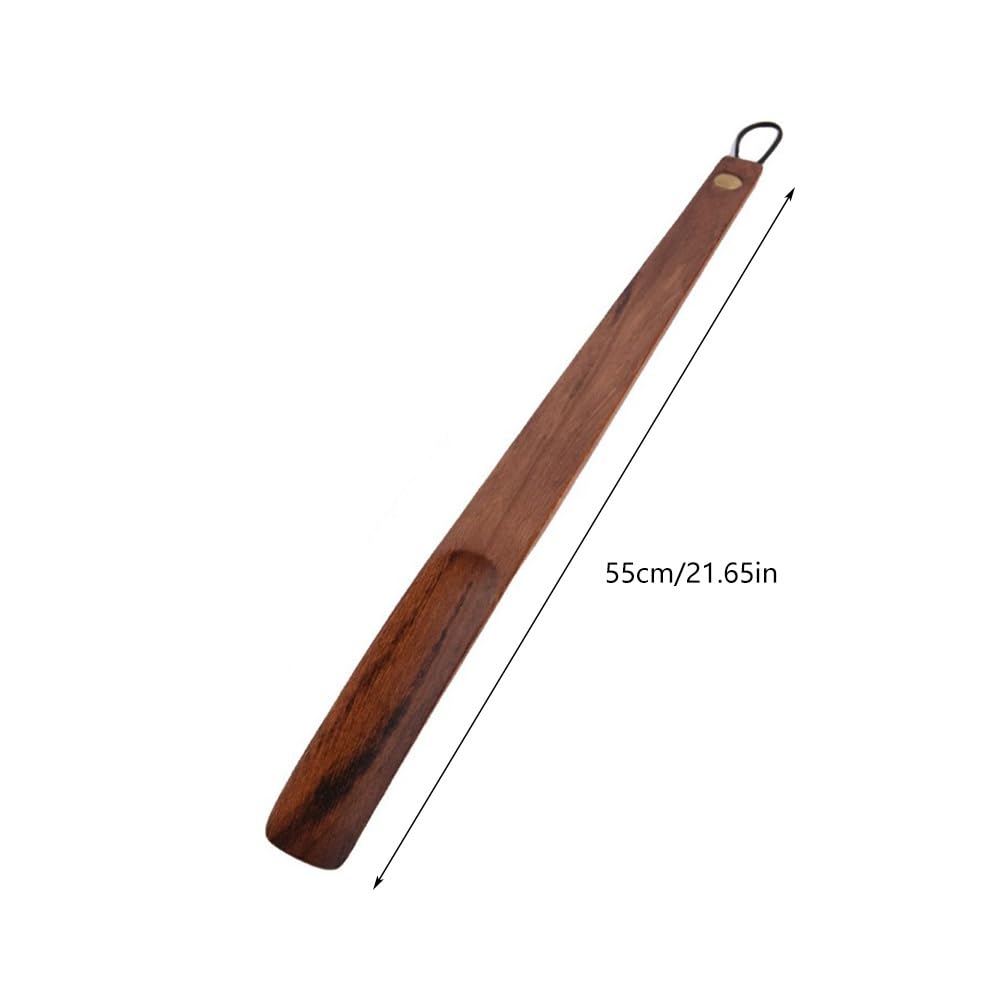 Calzascarpe a manico lungo, in legno massiccio con manico lungo, 55 cm di lunghezza, ideale per anziani o come regalo, portatile per l'uso in viaggio (2 pezzi)
