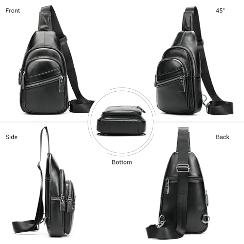 Genuine Leather Sling Bags for Men Crossbody Purse Vintage Small Messenger Shoulder Bag for Phone Side Chest Daypack Bag2