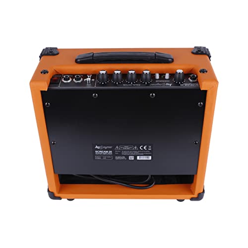 Leo Jaymz 20W Electric Guitar Amplifier - Clean And Distortion Channel - 8" Speaker 3 Band Equalization And Cd Line Input - Recording Studio, Practice Room, Small Courtyard (8" Orange) #TOP5