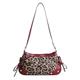 Leopard Print Purse Bag, Y2k Cheetah Small Shoulder Handbag for Women Clutch Adjustable Strap Small Animal Print Purse (Red)