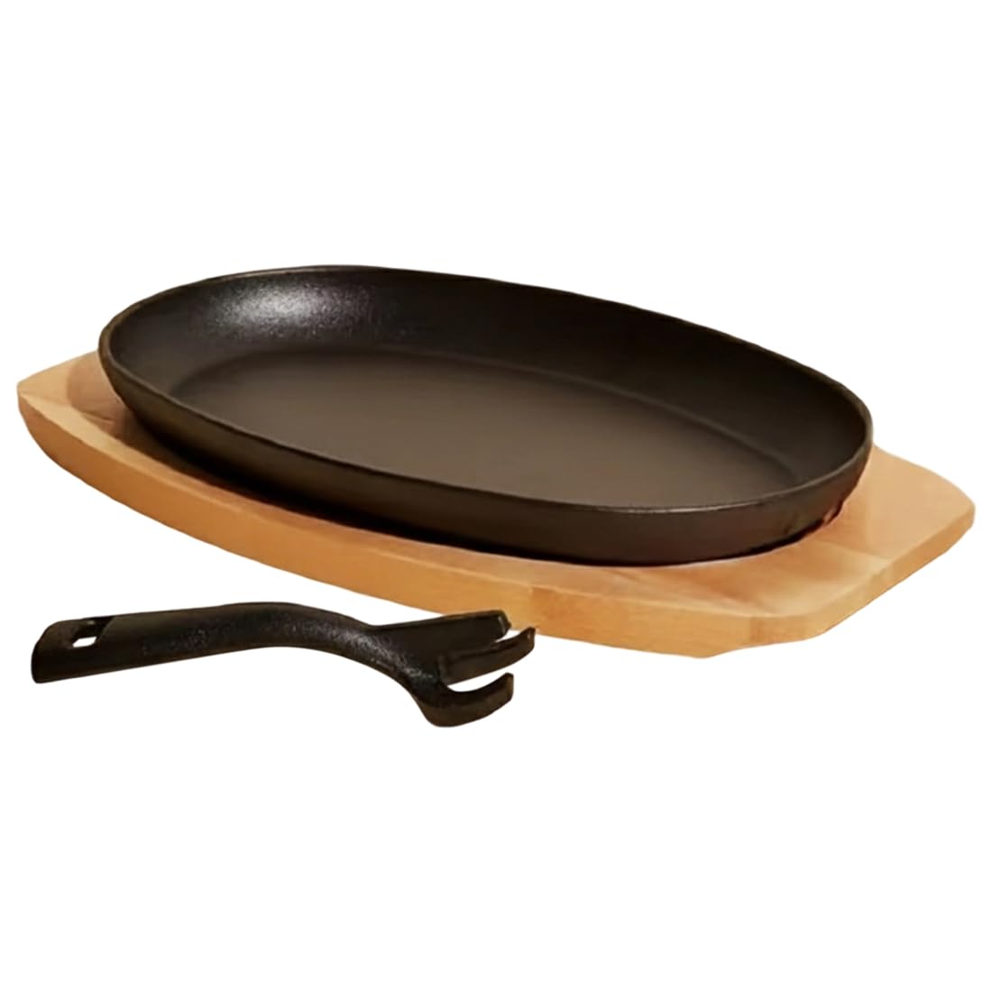 Vjsujehgy Three in One Cast Iron Baking Tray Iron Plate Cast Iron Oval Steak Pan Grilled Fish Dish Home Barbecue