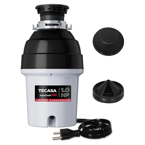 Comparison: Best Garbage Disposal For Septic Tank 9 1 HP Garbage Disposal with Sound Reduction, TECASA Food Waste Disposer for Kitchen Sink, Septic Safe Garbage Disposal, Power Cord Included, Grey and Black - HyperCrush 100
