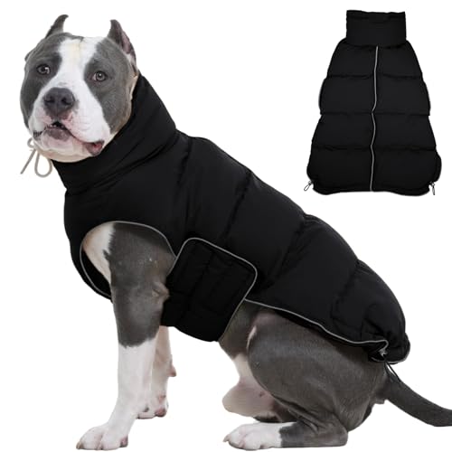 FUAMEY Dog Puffer Jacket for Large Dogs,Dog Cold Weather Coats Dogs Down Jackets Waterproof Pet Snowsuits Warm Puppy Winter Vest Turtleneck Pets Adjus