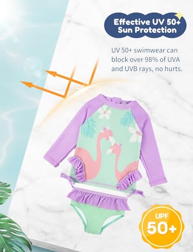 Image of weVSwe Girls Rash Guard Set 2-Piece UPF 50+ Sun Protection Swimsuit 2T-14 Years