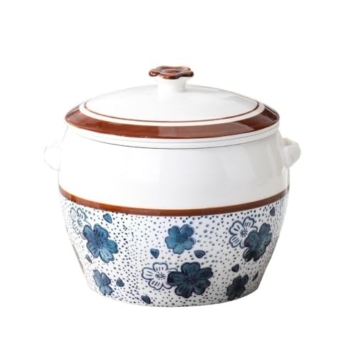 Smedic和風花模様の陶磁器製蒸し器 (桜シチュー鍋 2300ml)