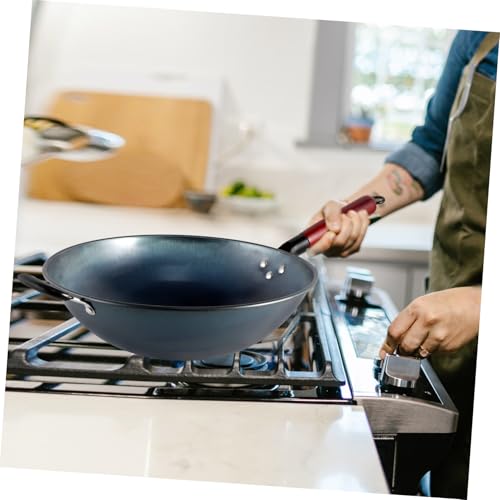 Wok de hierro antiadherente con mango de madera miniatura 6