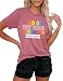 PICKID Last Day of School Teacher Shirts for Women School Out Teaching Gift Tees End of The Year Teachers T-Shirt Tops Pink