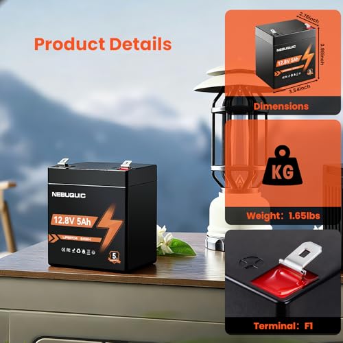 Image of 12V 5Ah LiFePO4 Lithium Battery, Built in 7A BMS,Low-Temp Protection, 3000+ Deep Cycle 12 Volt Lithium Batteries for Power Wheels, Small UPS, Security System, Ride on Toys