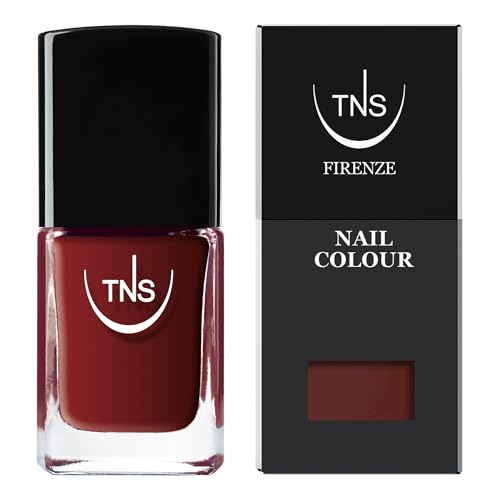 TNS Cosmetics - Aubergine smalto marrone-bordeaux formula professionale, coprente e brillante. 10 ml