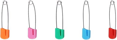 Miniatura 6 de 50 unidades de 2.165 in2 pulgadas, 5 colores, cabeza de plástico, pasadores de seguridad de acero inoxidable, pasadores de pañales de tela de