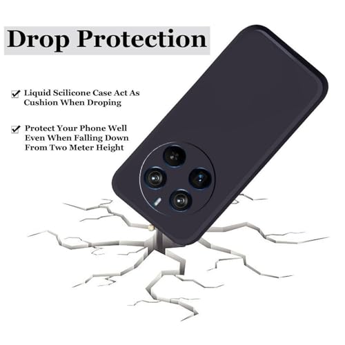 Image of BlazeTech Liquid Silicone Back Case Cover for Realme P1 5G / Realme 12 Plus 5G - Flexible With Inner Lining and Camera Protection - Black