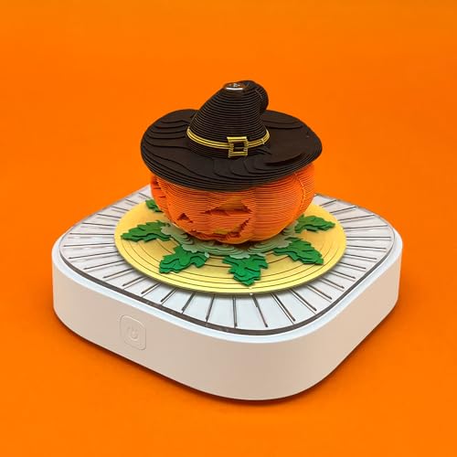 Calendario 3D 2026 de escritorio con memo pad de calabaza de Halloween y luz LED decorativa 2