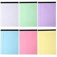heavenlife 6 Stück Legal Blöcke, Notizblöcke A4, Farbige Schreibblöcke, Legal Pad Note Pads, Writing Pads 8.5 x 11.65, Papierblöcke, breit liniert, 50 Blatt pro Pad