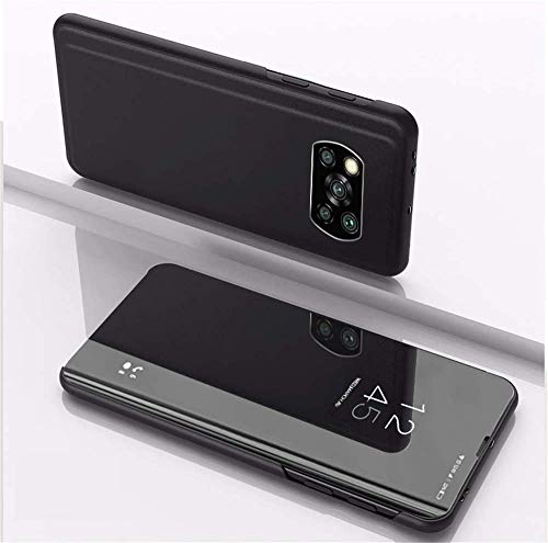 Capa C-Super Mall para Xiaomi Poco X3 NFC, S-View Flip Cover com suporte, capa espelhada de proteção
