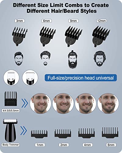 Beaulush Beard Trimmer For Men, Mens Beard Face Hair Trimmer Cordless Washable Facial Nose Mustache Trimmer Groomer, Electric Shaver 5 In 1 Body Grooming Kit For Men Usb Rechargeable #TOP2