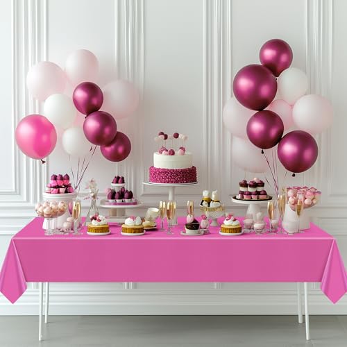 4 Pieces Pink & Green Series Rectangle Tablecloth, 54x72" Solid Color Waterproof & Spillproof Disposable Plastic Table Cover, Durable Party Tablecloth for Dining, Buffet, Picnic, Outdoor Events by Just Shimmer - Image 8