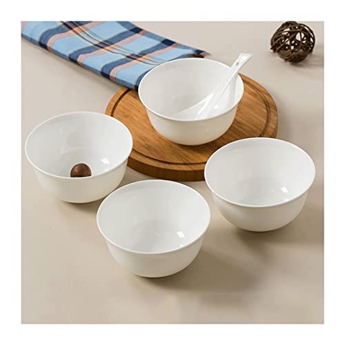 Prachtige kom Puur wit keramisch been China kom tafelgerei 4,5 inch rijst, dessert, noot, saus, ijs kom set van 4 - Afbeelding 3