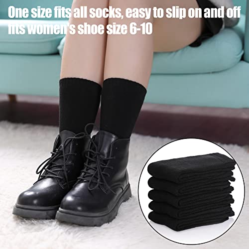 Sdbing Boot Socks For Women Winter Thick Warm Cotton Socks Soft Comfy Breathable Crew Socks (5 Pack Black) #TOP2