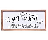 Athena's Elements Funny Bathroom Decor – Get Naked Sign for Bathroom Wall Art Decor – Modern Farmhou