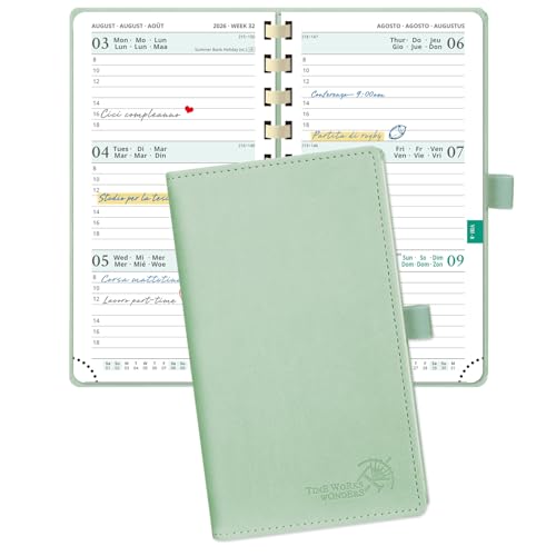 POPRUN Agenda Tascabile Settimanale 2026 2027 16,5 x 9 cm,