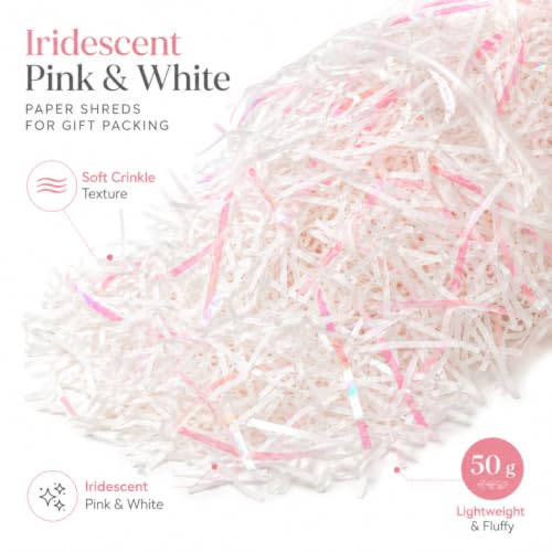 Image of Wanna Party Iridescent Pink Paper Shreds for Gift Packing, Decorative Crinkle Cut Filler for Hamper Baskets, Gift Boxes, Return Gifts, Party Favours, Baby Shower & Craft Decoration