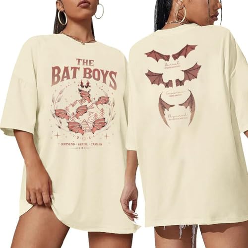 Acotar Velaris Shirts Women Oversized Vintage Book Tshirt The Night Court T-Shirt Bat Boys Graphic Tee Tops Apricot