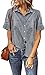Jug&Po Women's Blouses for Women Long Sleeve Button Down Shirts Roll Up Denim Shirts (Medium, Grey)