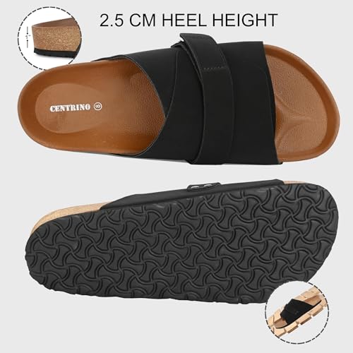 Image of Centrino Mens Cushion Sliders /Slippers| | Open Toe Design |Berkin-Style Slip-On Sandals | Lightweight & Comfortable | Arch Support | On-Grip Sole | Casual Outdoor Wear (6865)