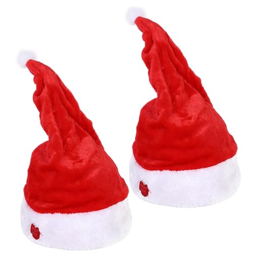 Chapeau de Noël chantant électrique avec boule dansante en peluche douce adulte