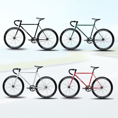 HWEVDHJ Fixed Gear Bike Frameset 700C Cr-Mo Steel Bike Frames 50/52/55cm Signle Speed Track Bike Frame QR 100mm/120mm BB68mm with Fork(Black,52cm)
