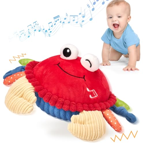 hahaland Krabbe Baby Spielzeug 6 8 9 10 12 Monate, Musikalische Krabbelspielzeug, Crawling Crab Tummy Time Toy, Spielzeug ab 6 Monate fürs Krabbeln Lernen, Baby Geschenk Babyspielzeug ab 1 2 Jahre