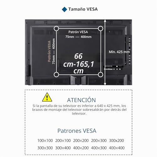 Miniatura 3 de Bontec Soporte Tv Techo Inclinable Y Giratorio, Altura Regulable En 6 Posiciones Para Tv De 26 A 65 Pulgadas, Soporte De Tv Techo Con Hasta 45 Kg, Máx. Vesa 400 X 400 Mm