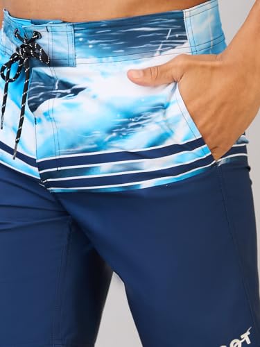 Image of LYCOT Men's Printed Comfortable Surfing Beach Shorts with 3 Pockets